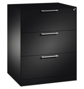H&auml;ngeregistraturschrank 146243312S10002 Asisto, schwarzgrau, 3 Schubladen, 2-bahnig