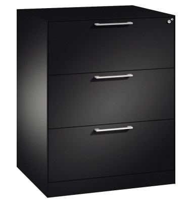 H&auml;ngeregistraturschrank 146243312S10002 Asisto, schwarzgrau, 3 Schubladen, 2-bahnig