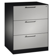H&auml;ngeregistraturschrank 146243312S10054 Asisto, schwarzgrau/wei&szlig;aluminium, 3 Schubladen, 2-bahnig