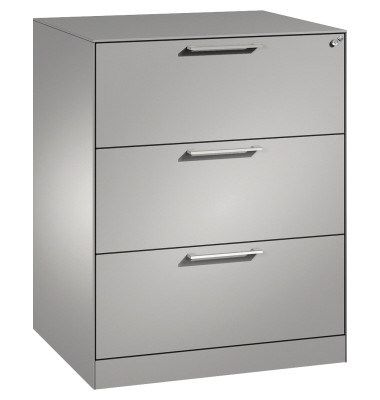 H&auml;ngeregistraturschrank 146243312S10004 Asisto, wei&szlig;aluminium, 3 Schubladen, 2-bahnig