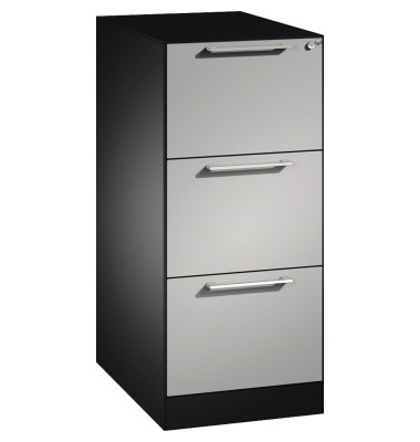 H&auml;ngeregistraturschrank 146245311S10013 Asisto, schwarzgrau/wei&szlig;aluminium, 3 Schubladen, 1-bahnig