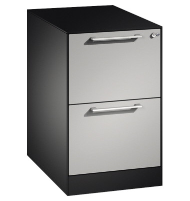 H&auml;ngeregistraturschrank 146275211S10014 Asisto, schwarzgrau/wei&szlig;aluminium, 2 Schubladen, 1-bahnig