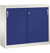 Schiebet&uuml;renschrank Acurado 204600S10103, abschlie&szlig;bar, 2 OH, enzianblau/lichtgrau, 120x100x40cm (BxHxT)