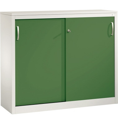 Schiebet&uuml;renschrank Acurado 204600S10119, abschlie&szlig;bar, 2 OH, resedagr&uuml;n/lichtgrau, 120x100x40cm (BxHxT)