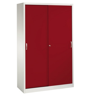 Schiebet&uuml;renschrank Acurado 205000S10145, abschlie&szlig;bar, 5 OH, rubinrot/lichtgrau, 120x195x50cm (BxHxT)