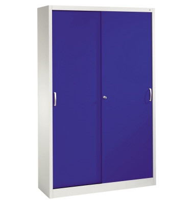 Schiebet&uuml;renschrank Acurado 205000S10220, abschlie&szlig;bar, 5 OH, lapisblau/lichtgrau, 120x195x50cm (BxHxT)