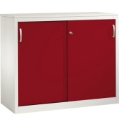 Schiebet&uuml;renschrank Acurado 205600S10049, abschlie&szlig;bar, 2 OH, rubinrot/lichtgrau, 120x100x50cm (BxHxT)