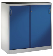 Schiebet&uuml;renschrank Acurado 2057092S10009, abschlie&szlig;bar, 3 OH, enzianblau/lichtgrau, 120x120x50cm (BxHxT)