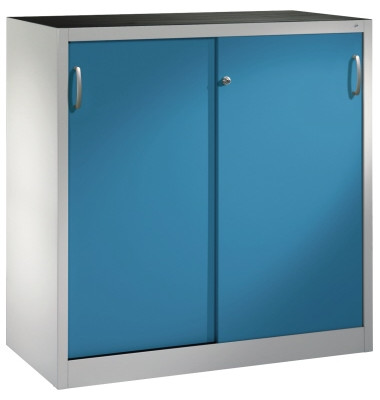 Schiebet&uuml;renschrank Acurado 2057092S10013, abschlie&szlig;bar, 3 OH, lichtblau/lichtgrau, 120x120x50cm (BxHxT)
