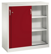 Schiebet&uuml;renschrank Acurado 20571200S10058, abschlie&szlig;bar, 3 OH, rubinrot/lichtgrau, 120x120x50cm (BxHxT)