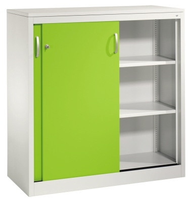 Schiebet&uuml;renschrank Acurado 20571200S10250, abschlie&szlig;bar, 3 OH, clowngr&uuml;n/lichtgrau, 120x120x50cm (BxHxT)