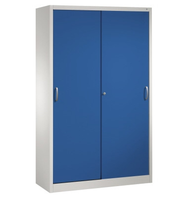 Schiebet&uuml;renschrank Acurado 2059002S10007, abschlie&szlig;bar, 5 OH, enzianblau/lichtgrau, 120x195x50cm (BxHxT)