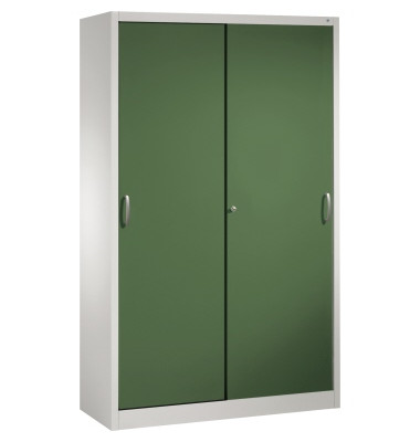 Schiebet&uuml;renschrank Acurado 2059002S10022, abschlie&szlig;bar, 5 OH, resedagr&uuml;n/lichtgrau, 120x195x50cm (BxHxT)