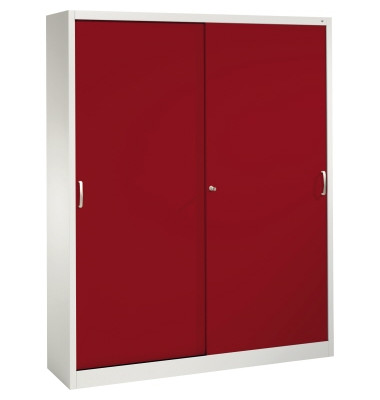 Schiebet&uuml;renschrank Acurado 214000S10114, abschlie&szlig;bar, 2x5 OH, rubinrot/lichtgrau, 160x195x40cm (BxHxT)
