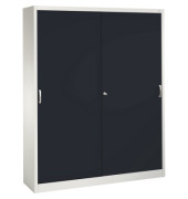 Schiebet&uuml;renschrank Acurado 214000S10126, abschlie&szlig;bar, 2x5 OH, schwarzgrau/lichtgrau, 160x195x40cm (BxHxT)