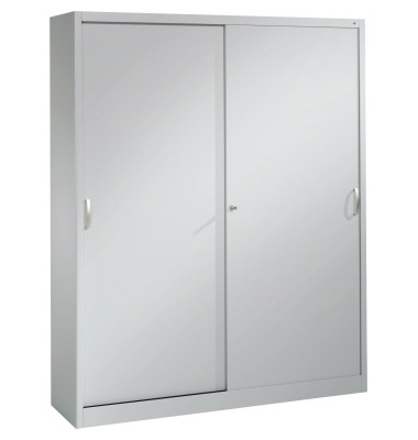 Schiebet&uuml;renschrank Acurado 214000S10111, abschlie&szlig;bar, 2x5 OH, wei&szlig;aluminium, 160x195x40cm (BxHxT)