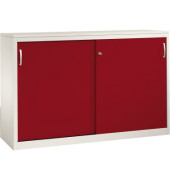 Schiebet&uuml;renschrank Acurado 214600S10069, abschlie&szlig;bar, 2x2 OH, rubinrot/lichtgrau, 160x100x40cm (BxHxT)