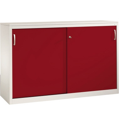 Schiebet&uuml;renschrank Acurado 214600S10069, abschlie&szlig;bar, 2x2 OH, rubinrot/lichtgrau, 160x100x40cm (BxHxT)