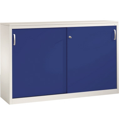 Schiebet&uuml;renschrank Acurado 214600S10060, abschlie&szlig;bar, 2x2 OH, enzianblau/lichtgrau, 160x100x40cm (BxHxT)