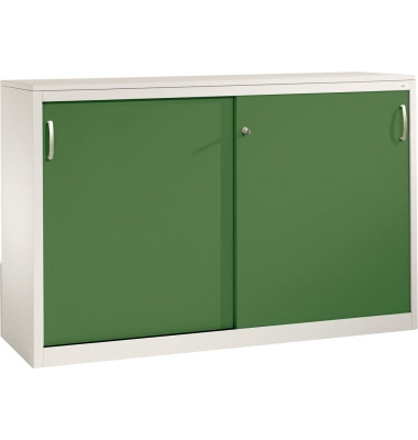 Schiebet&uuml;renschrank Acurado 214600S10065, abschlie&szlig;bar, 2x2 OH, resedagr&uuml;n/lichtgrau, 160x100x40cm (BxHxT)