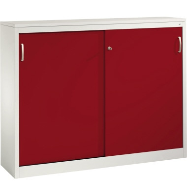 Schiebet&uuml;renschrank Acurado 21471200S10074, abschlie&szlig;bar, 2x3 OH, rubinrot/lichtgrau, 160x120x40cm (BxHxT)