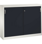 Schiebet&uuml;renschrank Acurado 21471200S10076, abschlie&szlig;bar, 2x3 OH, schwarzgrau/lichtgrau, 160x120x40cm (BxHxT)