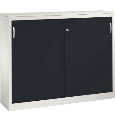 Schiebet&uuml;renschrank Acurado 21471200S10076, abschlie&szlig;bar, 2x3 OH, schwarzgrau/lichtgrau, 160x120x40cm (BxHxT)