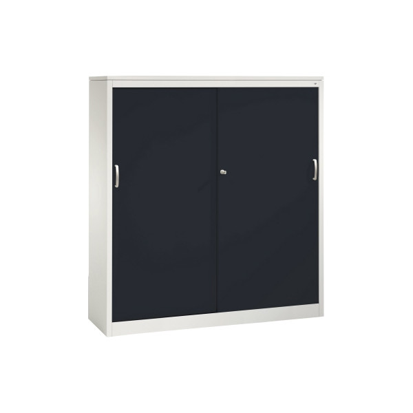 4054421984131 - C+P Schiebetürenschrank Acurado H1600xB1600xT400mm Korpus Schwarzgrau Fronten lichtgrau Anzahl Fächer 3