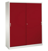 Schiebet&uuml;renschrank Acurado 215000S10101, abschlie&szlig;bar, 2x5 OH, rubinrot/lichtgrau, 160x195x50cm (BxHxT)