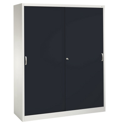 Schiebet&uuml;renschrank Acurado 215000S10121, abschlie&szlig;bar, 2x5 OH, schwarzgrau/lichtgrau, 160x195x50cm (BxHxT)