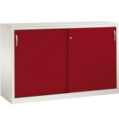 Schiebet&uuml;renschrank Acurado 215600S10049, abschlie&szlig;bar, 2x2 OH, rubinrot/lichtgrau, 160x100x50cm (BxHxT)