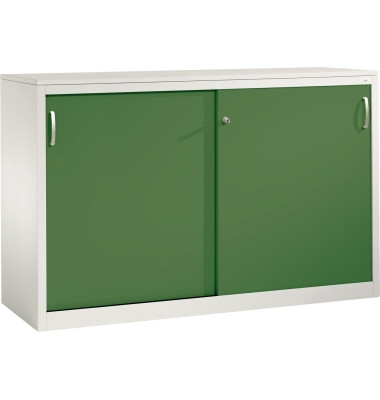 Schiebet&uuml;renschrank Acurado 215600S10051, abschlie&szlig;bar, 2x2 OH, resedagr&uuml;n/lichtgrau, 160x100x50cm (BxHxT)