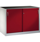 Schiebet&uuml;renschrank Acurado 2156092S10007, abschlie&szlig;bar, 2x2 OH, rubinrot/lichtgrau, 160x100x50cm (BxHxT)
