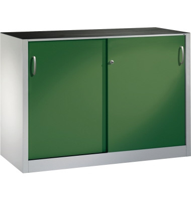 Schiebet&uuml;renschrank Acurado 2156092S10006, abschlie&szlig;bar, 2x2 OH, resedagr&uuml;n/lichtgrau, 160x100x50cm (BxHxT)