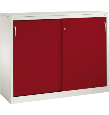 Schiebet&uuml;renschrank Acurado 21571200S10050, abschlie&szlig;bar, 2x3 OH, rubinrot/lichtgrau, 160x120x50cm (BxHxT)