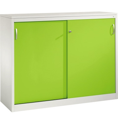 Schiebet&uuml;renschrank Acurado 21571200S10246, abschlie&szlig;bar, 2x3 OH, gr&uuml;n/lichtgrau, 160x120x50cm (BxHxT)