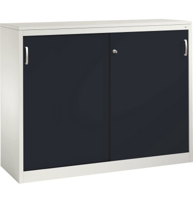 Schiebet&uuml;renschrank Acurado 21571200S10158, abschlie&szlig;bar, 2x3 OH, schwarzgrau/lichtgrau, 160x120x50cm (BxHxT)