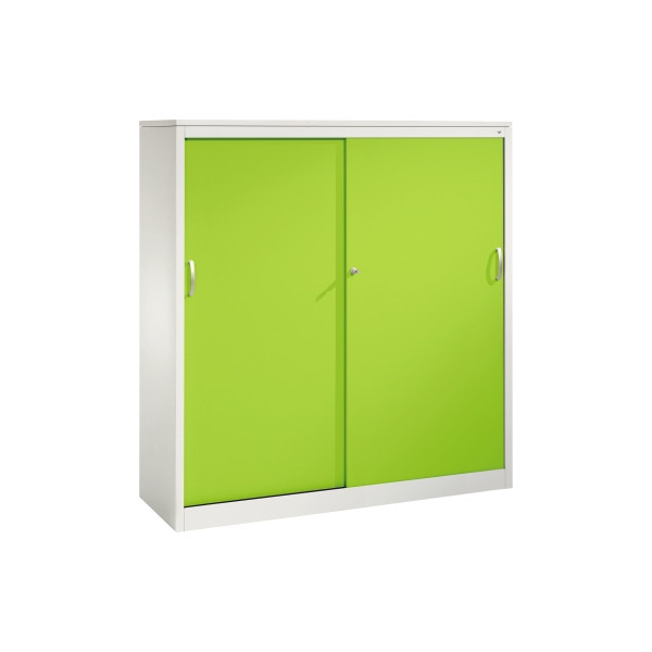 4059369441975 - C+P Schiebetürenschrank Acurado H1600xB1600xT500mm Korpus Lichtgrau Fronten Viridingrün Anzahl Fächer 4