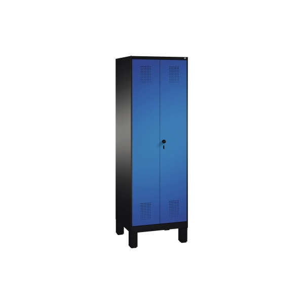 4056211607794 - EVOLO Garderobenschrank zueinander schlagende Türen 2 Abteile Abteilbreite 300 mm mit Füßen schwarzgrau enzianblau 4056211607794 - EVOLO Garderobenschrank zueinander schlagende Türen 2 Abteile Abteilbreite 300 mm mit Füßen schwarzgrau enzianblau