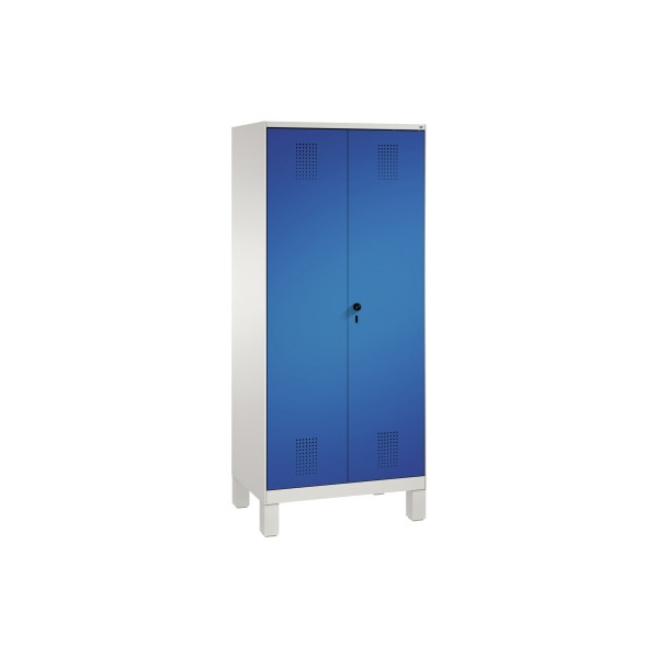 4059096013414 - EVOLO Garderobenschrank zueinander schlagende Türen 2 Abteile Abteilbreite 400 mm mit Füßen lichtgrau enzianblau 4059096013414 - EVOLO Garderobenschrank zueinander schlagende Türen 2 Abteile Abteilbreite 400 mm mit Füßen lichtgrau enzianblau