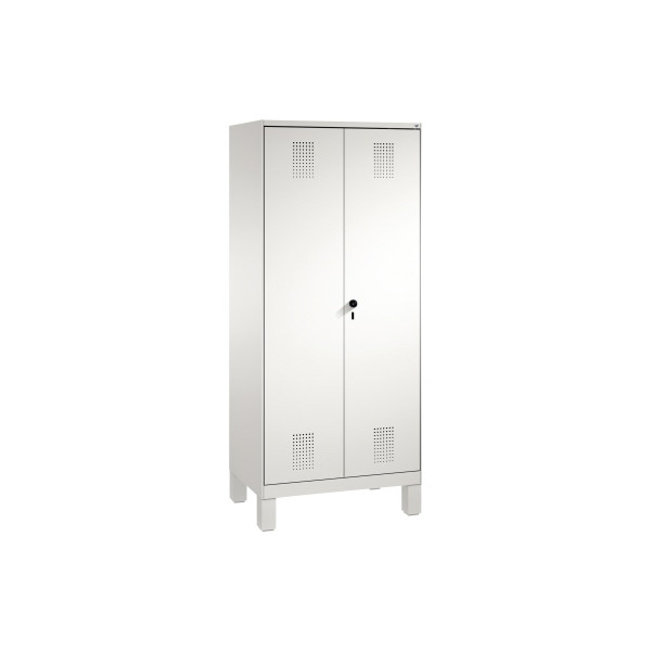 4059096013407 - EVOLO Garderobenschrank zueinander schlagende Türen 2 Abteile Abteilbreite 400 mm mit Füßen lichtgrau 4059096013407 - EVOLO Garderobenschrank zueinander schlagende Türen 2 Abteile Abteilbreite 400 mm mit Füßen lichtgrau