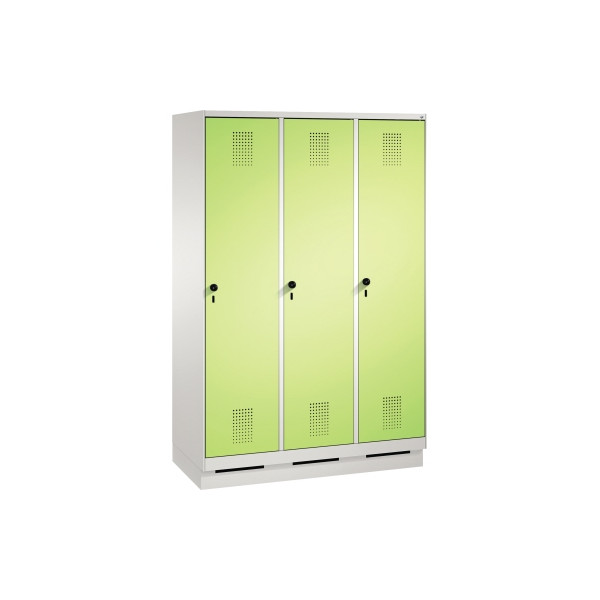 4056211503591 - EVOLO Garderobenschrank mit Sockel 3 Abteile Abteilbreite 400 mm lichtgrau viridingrün 4056211503591 - EVOLO Garderobenschrank mit Sockel 3 Abteile Abteilbreite 400 mm lichtgrau viridingrün