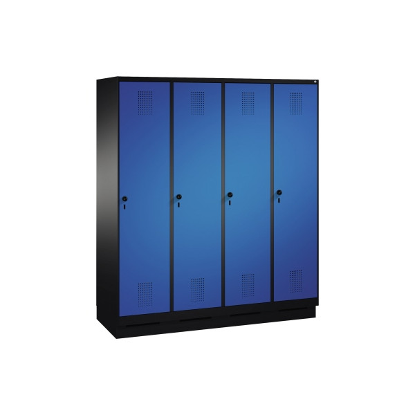 4056211245132 - EVOLO Garderobenschrank mit Sockel 4 Abteile Abteilbreite 400 mm schwarzgrau enzianblau 4056211245132 - EVOLO Garderobenschrank mit Sockel 4 Abteile Abteilbreite 400 mm schwarzgrau enzianblau