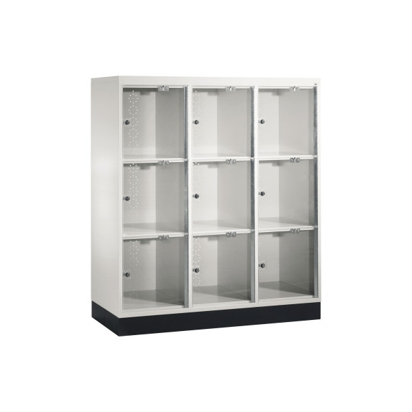 4056443115845 - C+P Schließfachschrank Intro H1350xB1220xT480 Korpus Lichtgrau Türen Acryglas 3 Abteile 9 Fächer 4056443115845 - C+P Schließfachschrank Intro H1350xB1220xT480 Korpus Lichtgrau Türen Acryglas 3 Abteile 9 Fächer