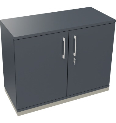 Flügeltürenschrank 2OH B1000xT442xH781 si/Lavagrau