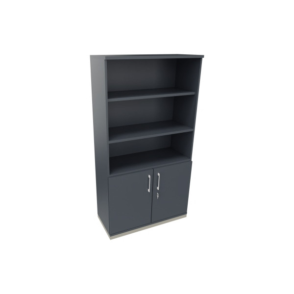 4003969068131 - Kombischrank 2OH Tür 3OH Regal B1000xT442xH1869mm si Lavagrau 4003969068131 Soennecken