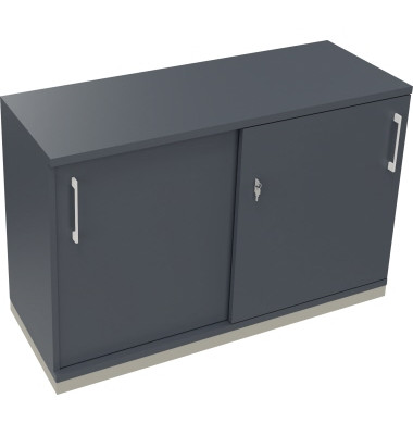 Schiebet&uuml;renschrank endless 820119382, abschlie&szlig;bar, 2 OH, lavagrau, 120x78,1x44,2cm (BxHxT)
