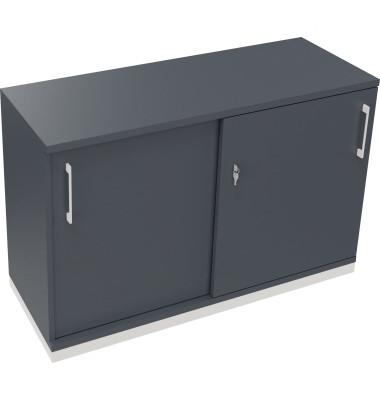 Schiebet&uuml;renschrank endless 820119482, abschlie&szlig;bar, 2 OH, lavagrau, 120x78,1x44,2cm (BxHxT)