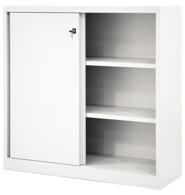 Schiebet&uuml;renschrank ECO SD12112S696, abschlie&szlig;bar, 3 OH, wei&szlig;, 120x118,1x43cm (BxHxT)