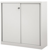 Schiebet&uuml;renschrank ECO SD12112S645, abschlie&szlig;bar, 3 OH, lichtgrau, 120x118,1x43cm (BxHxT)
